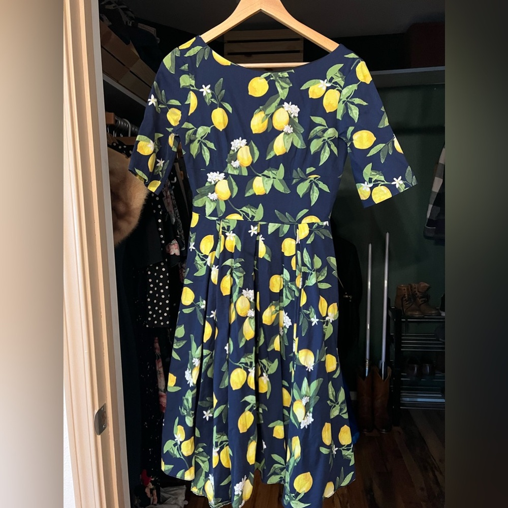 The Pretty Dress Company Hepburn Dress Lemon Print